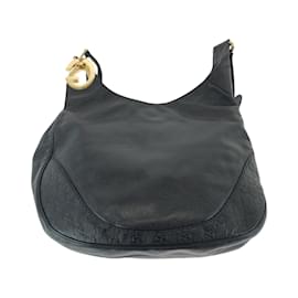 Gucci-GUCCI Guccissima Black Gold Hardware Leather Shoulder Tote Bag-Black