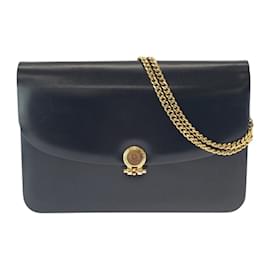 Christian Dior-Christian Dior Vintage Black Leather Shoulder Bag-Black