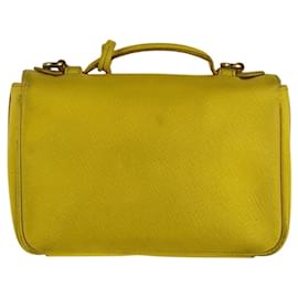 Prada-Prada Saffiano Yellow Leather Shoulder Bag-Yellow