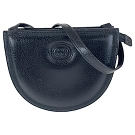 Gucci-Gucci Vintage Black Leather Shoulder Bag-Black