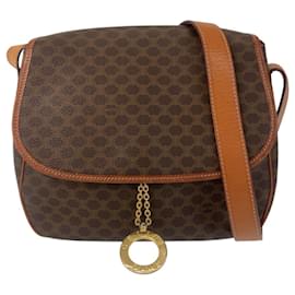 Céline-Celine Vintage Macadam Circle Logo Shoulder Bag-Brown