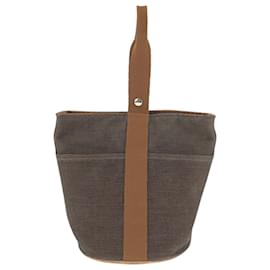 Hermès-Sac à main en toile marron Hermes Saxo MM-Marron