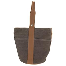 Hermès-Sac à main en toile marron Hermes Saxo MM-Marron