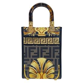 Fendi-Fendi Versace Fendace Sunshine Shopper Small-Black,Yellow