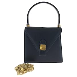 MCM-MCM Vintage Black Leather Shoulder Bag-Black