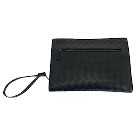 Bottega Veneta-Bottega Veneta Maxi Intrecciato Black Leather Clutch Bag-Black