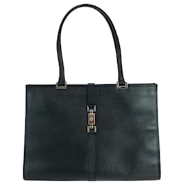 Gucci-Gucci Jackie Black Leather Tote Bag-Black