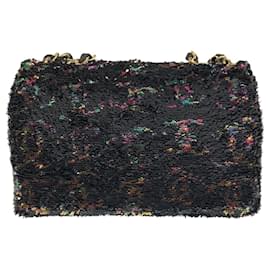 Chanel-Chanel Coco Mark Turnlock Sequin Shoulder Bag-Black,Multiple colors