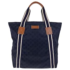 Gucci-Bolsa tote de nylon com padrão GG da Gucci-Marrom,Branco,Azul marinho