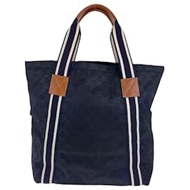 Gucci-Bolsa tote de nylon com padrão GG da Gucci-Marrom,Branco,Azul marinho