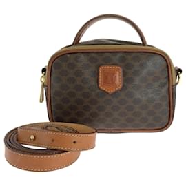 Céline-Celine Vintage Macadam Dark Brown Shoulder Bag-Brown,Dark brown