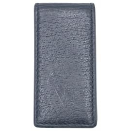 Gucci-GUCCI Animalier Abelha Preto Ouro Couro Carteira com Clip de Dinheiro-Preto,Dourado