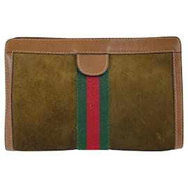 Gucci-Bolsa de Clutch Gucci Vintage Sherry Line-Marrom,Multicor
