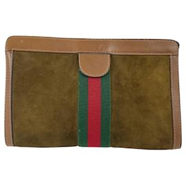 Gucci-Bolsa de Clutch Gucci Vintage Sherry Line-Marrom,Multicor