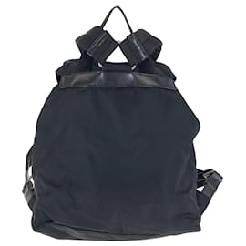 Prada-Prada Tessuto Triangle Logo Plate Backpack-Black
