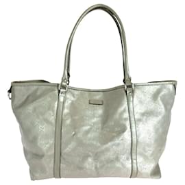 Gucci-GUCCI GG Imprime Silver Tote Bag-Silvery