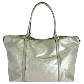 Gucci-GUCCI GG Imprime Silver Tote Bag-Silvery