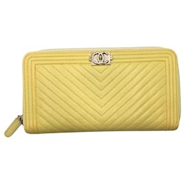 Chanel-Chanel Yellow Leather Long Wallet-Yellow