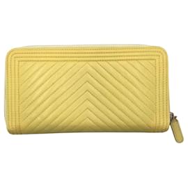 Chanel-Chanel Yellow Leather Long Wallet-Yellow