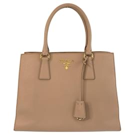 Prada-Prada Saffiano Pink Beige Leather Tote Bag-Beige