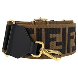 Fendi-Fendi Zucca Brown Canvas Leather Shoulder Strap-Brown