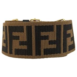 Fendi-Fendi Zucca Brown Canvas Leather Shoulder Strap-Brown
