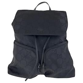 Gucci-Gucci GG Pattern Black Nylon Backpack-Black
