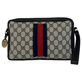 Gucci-Bolsa Clutch Gucci Sherry Line-Marrom,Azul marinho