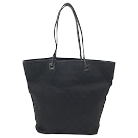Gucci-Gucci GG Pattern Black Canvas Tote Bag-Black