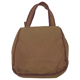 Prada-Prada Vintage Tessuto Beaded Logo Brown Nylon Tote Bag-Brown