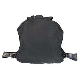 Prada-Prada Tessuto Triangle Logo Plate Backpack-Black