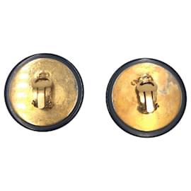 Chanel-Chanel Vintage 1993 Coco Mark Clip Earrings-Black,Golden