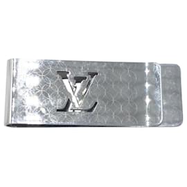 Louis Vuitton-Louis Vuitton Champs Elysees Silver Metal Money Clip-Silvery