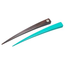 Hermès-Hermes Kanzashi Hairpin Set-Brown,Green