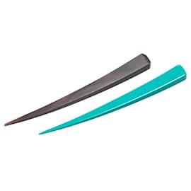 Hermès-Hermes Kanzashi Hairpin Set-Brown,Green