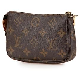 Louis Vuitton-Louis Vuitton Monogram Mini Pochette Accessory Pouch-Brown
