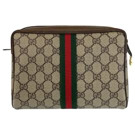 Gucci-Gucci Vintage Sherry Line Clutch Bag-Brown,Beige