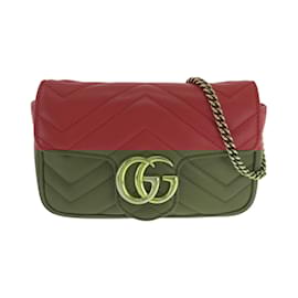 Gucci-Gucci GG Marmont Red Leather Shoulder Bag-Red