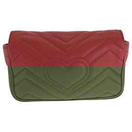 Gucci-Gucci GG Marmont Red Leather Shoulder Bag-Red