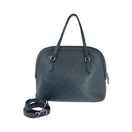 Gucci-Gucci Guccissima Black Leather Shoulder Bag-Black