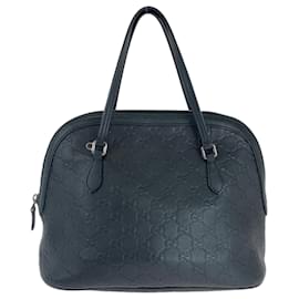 Gucci-Gucci Guccissima Black Leather Shoulder Bag-Black