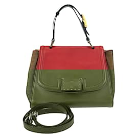 Fendi-Fendi Pecan Silvana Handbag-Brown,Red