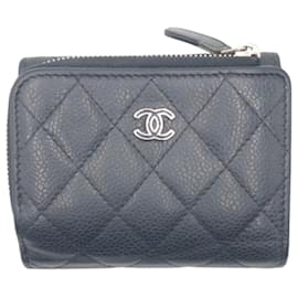 Chanel-Chanel Matelasse Coco Mark Black Caviar Skin Tri-fold Wallet-Black