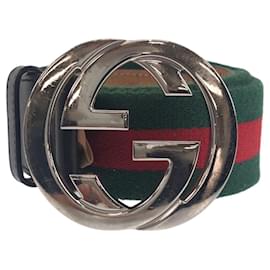 Gucci-Gucci Sherry Line Interlocking Belt-Black,Green