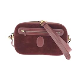 Cartier-Cartier Vintage Must Line Bordeaux Suede Shoulder Bag-Dark red