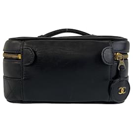 Chanel-Chanel Bicolor Black Gold Hardware Lambskin Handbag-Black