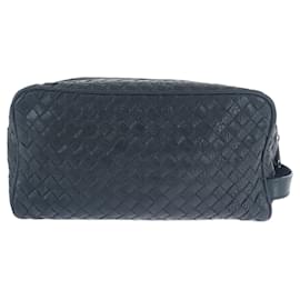 Bottega Veneta-Bottega Veneta Intrecciato Black Leather Clutch Bag-Black