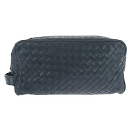 Bottega Veneta-Bottega Veneta Intrecciato Black Leather Clutch Bag-Black