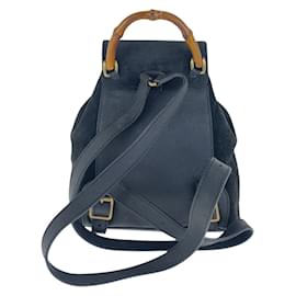 Gucci-Gucci Vintage Bamboo Black Suede Backpack-Black