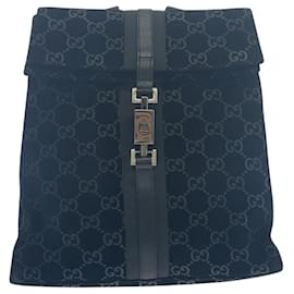 Gucci-Gucci Jackie Black Suede Leather Backpack-Black